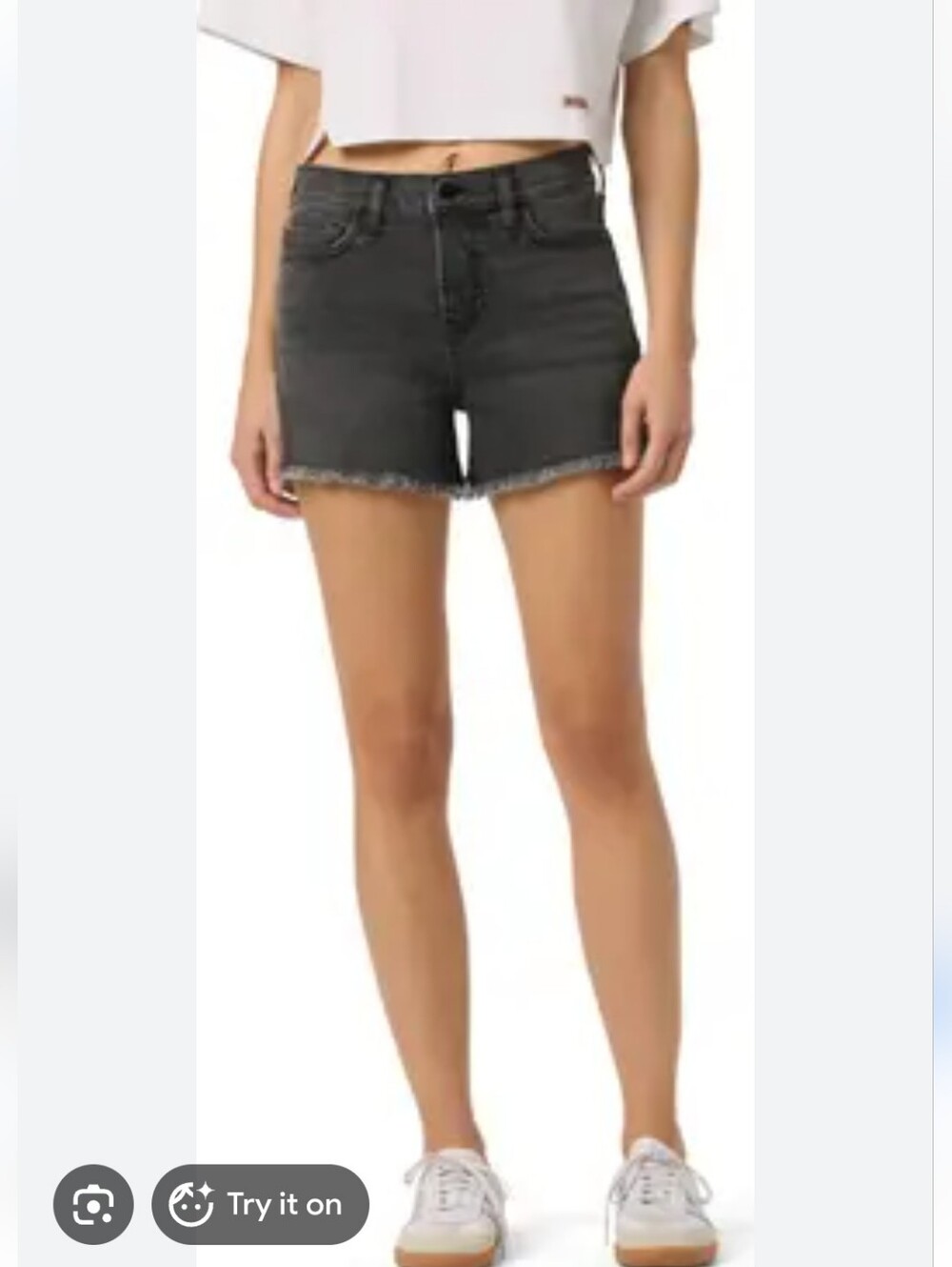 Joe's Jeans Black Washed Frayed Hem Denim Shorts